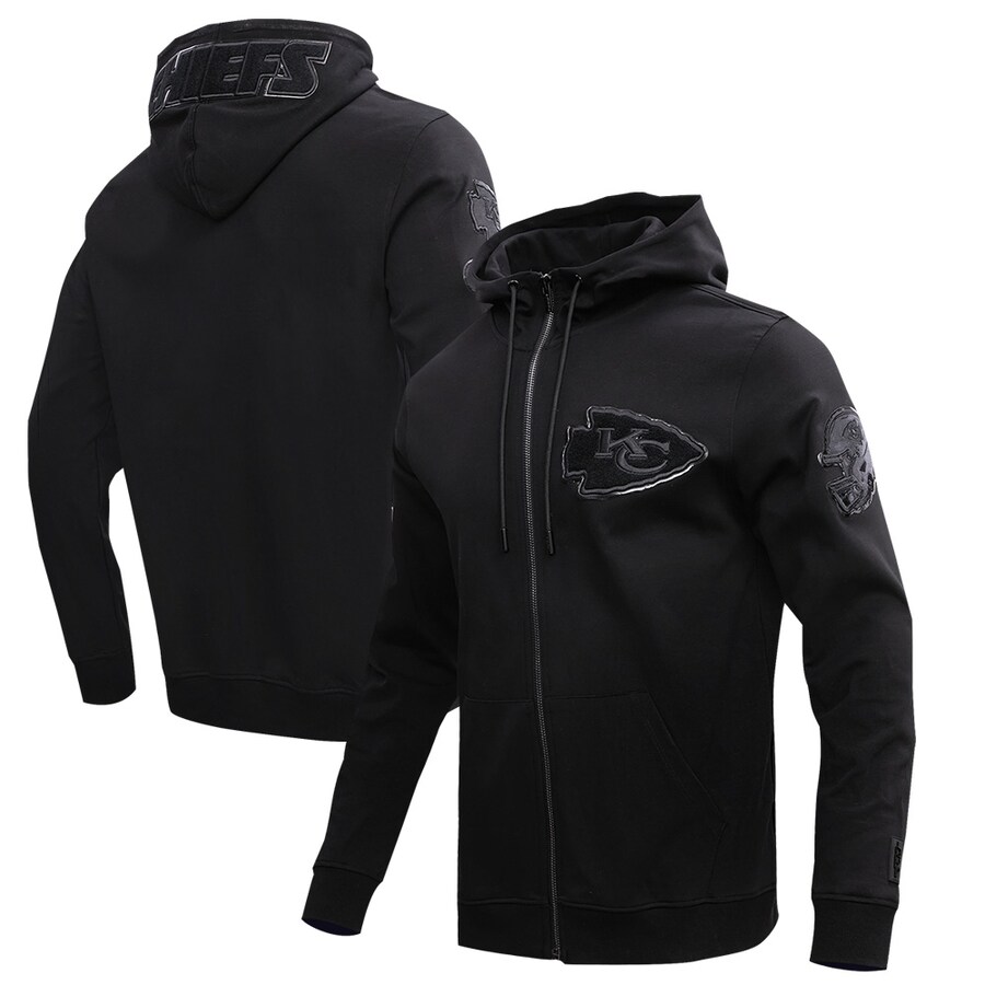 Men's Kansas City Chiefs  Pro Standard Black Triple Black Double Knit Full-Zip Hoodie