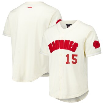 Men's Pro Standard Patrick Mahomes Cream Kansas City Chiefs Name & Number Triple Tonal Button-Up Baseball Jersey