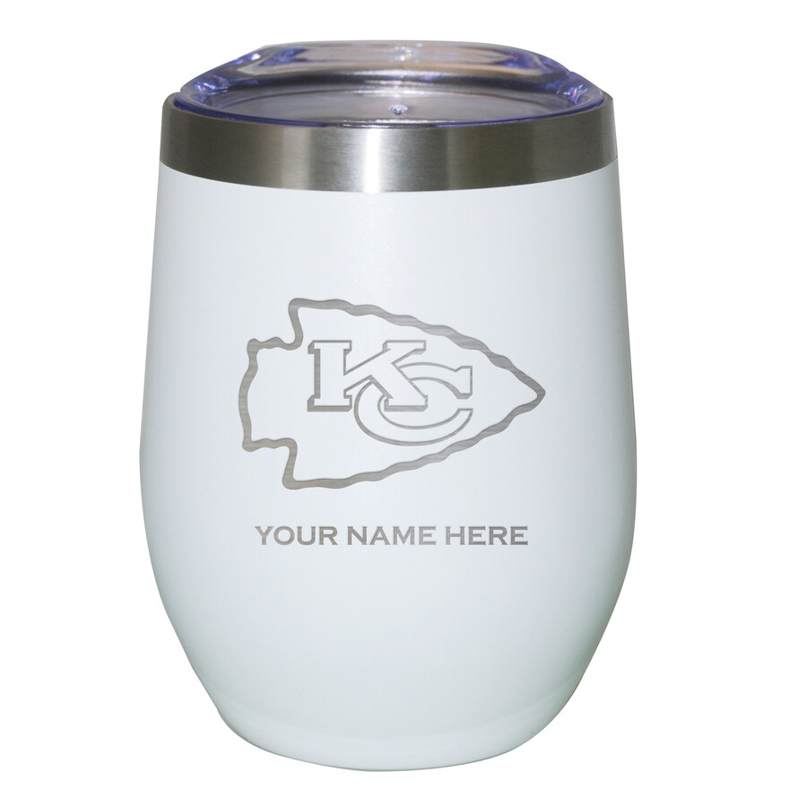 White Kansas City Chiefs 12oz. Personalized Etched Stemless Tumbler