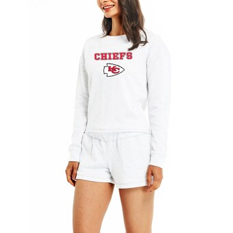 Women's Concepts Sport Cream Kansas City Chiefs Crossfield Long Sleeve Top & Shorts Set