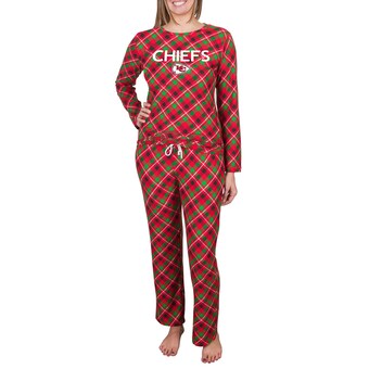 Women's Concepts Sport Red/Green Kansas City Chiefs Holly Allover Print Knit Long Sleeve Top & Pants Set
