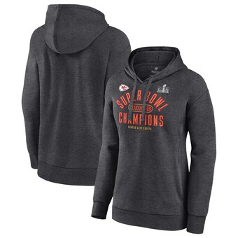 Women's Fanatics  Heather Charcoal Kansas City Chiefs Super Bowl LVIII Champions Under the Lights Fleece Pullover Hoodie