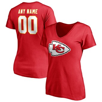 Women's Fanatics Red Kansas City Chiefs Team Authentic Personalized Name & Number V-Neck T-Shirt