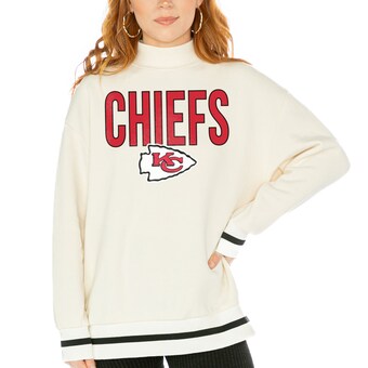 Women's Gameday Couture  White Kansas City Chiefs End Zone Envy Mock Neck Fleece Pullover Sweatshirt