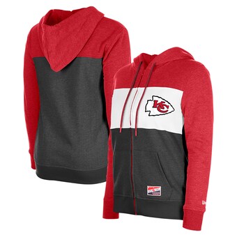 Women's New Era Red Kansas City Chiefs Color-Block Full-Zip Hoodie