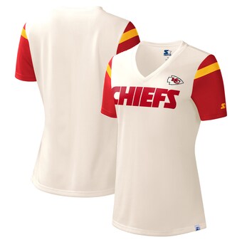 Women's Starter White Kansas City Chiefs Kick Start V-Neck T-Shirt