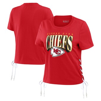Women's Kansas City Chiefs WEAR by Erin Andrews Red Lace Up Side Modest Cropped T-Shirt