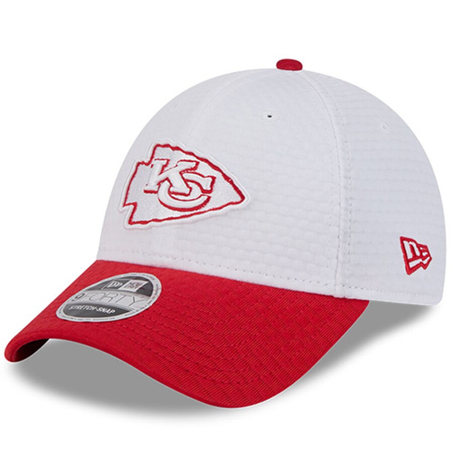 Youth New Era White/Red Kansas City Chiefs 2024 NFL Training Camp 9FORTY Adjustable Hat