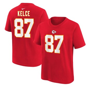 Youth Kansas City Chiefs Travis Kelce Red Nike Player Name & Number T-Shirt