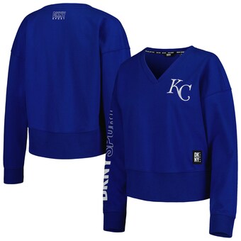 Women's Kansas City Royals DKNY Sport Royal Lily V-Neck Pullover Sweatshirt