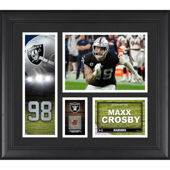 Las Vegas Raiders Maxx Crosby Fanatics Authentic Framed 15" x 17" Player Collage with a Piece of Game-Used Ball