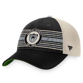 Men's Las Vegas Raiders Fanatics Black/Natural True Classic Circle Striped Trucker Snapback Hat