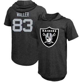 Men's Las Vegas Raiders Darren Waller Majestic Threads Black Player Name & Number Tri-Blend Hoodie T-Shirt