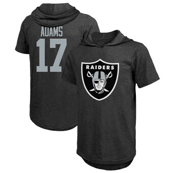 Men's Las Vegas Raiders Davante Adams Majestic Threads Black Player Name & Number Tri-Blend Slim Fit Hoodie T-Shirt
