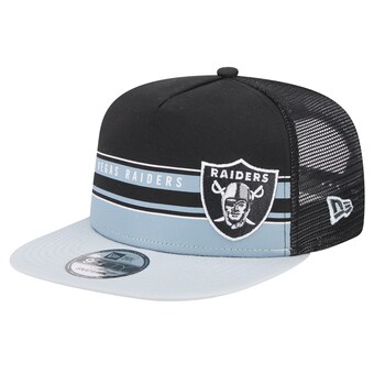 Men's Las Vegas Raiders New Era Black/Silver Half Stripe Trucker 9FIFTY Snapback Hat