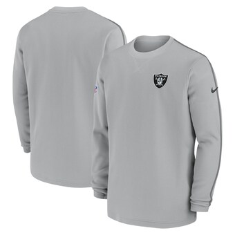 Men's Las Vegas Raiders Nike Gray 2024 Sideline Coaches Long Sleeve Top