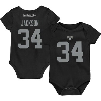 Newborn & Infant Las Vegas Raiders Bo Jackson Mitchell & Ness Black Retro Name & Number Bodysuit