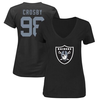 Women's Las Vegas Raiders Maxx Crosby Fanatics Black Plus Size Player Name & Number V-Neck T-Shirt