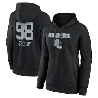 Women's Las Vegas Raiders Maxx Crosby Black Team Wordmark Player Name & Number Pullover Hoodie