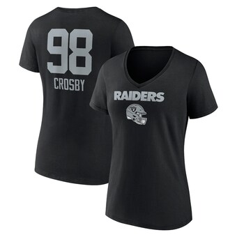 Women's Las Vegas Raiders Maxx Crosby Black Team Wordmark Player Name & Number V-Neck T-Shirt