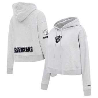 Women's Las Vegas Raiders Pro Standard Heather Gray Cropped Fleece Pullover Hoodie