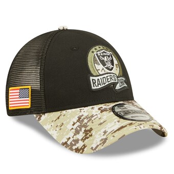 Youth Las Vegas Raiders New Era Black/Camo 2022 Salute To Service 9FORTY Snapback Trucker Hat 