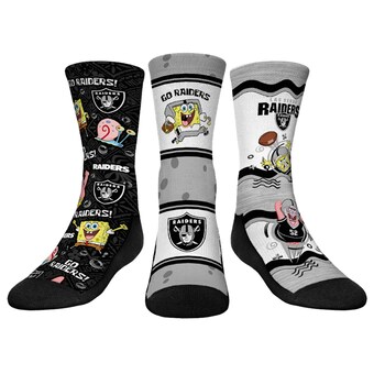 Youth Las Vegas Raiders Rock Em Socks NFL x Nickelodeon Spongebob Squarepants 3-Pack Crew Socks Set