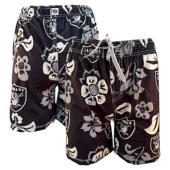 Youth Las Vegas Raiders Wes & Willy Black Floral Volley Swim Trunks