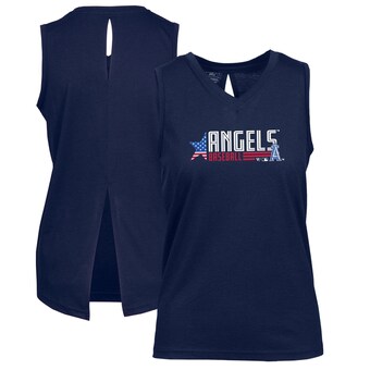 Women's Los Angeles Angels Levelwear Navy Paisley Independence Aviation Tank Top