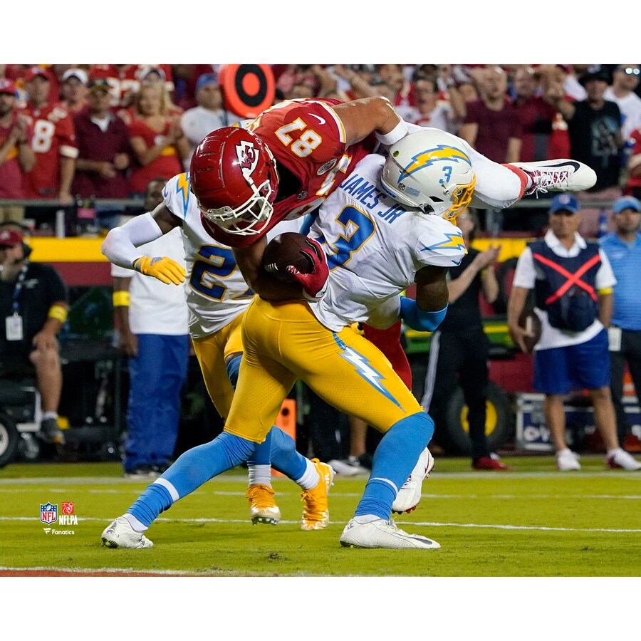 Unsigned Los Angeles Chargers Derwin James Jr. Fanatics Authentic Tackles Travis Kelce Photograph