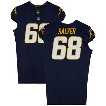 Jamaree Salyer Los Angeles Chargers Fanatics Authentic Game-Used #68 Navy Jersey vs. Baltimore Ravens on November 26, 2023