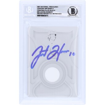 Justin Herbert Los Angeles Chargers Autographed 2021 Panini National Treasures Printing Plate Relic #CM-JUH #1/1 Beckett Fanatics Witnessed Authenticated 10 Card 