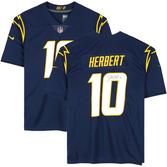 Justin Herbert Los Angeles Chargers Autographed Fanatics Authentic Navy Nike Limited Jersey 