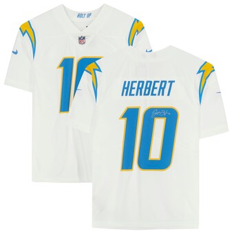 Autographed Los Angeles Chargers Justin Herbert Fanatics Authentic White Nike Limited Jersey