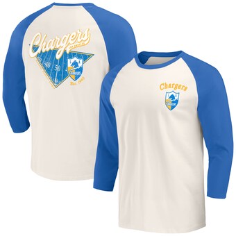 Men's Los Angeles Chargers Darius Rucker Collection by Fanatics Powder Blue/White Raglan 3/4 Sleeve T-Shirt