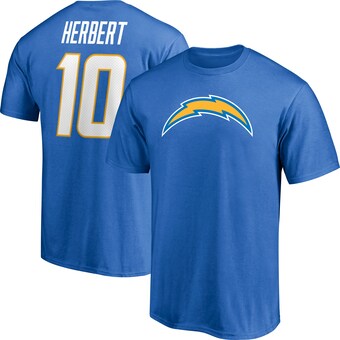Men's Los Angeles Chargers Justin Herbert Fanatics Powder Blue Player Icon Name & Number T-Shirt