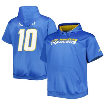 Men's Los Angeles Chargers Justin Herbert Powder Blue Big & Tall Short Sleeve Pullover Hoodie