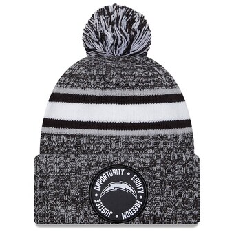 Los Angeles Chargers New Era 2023 Inspire Change Cuffed Knit Hat With Pom – Heather Black