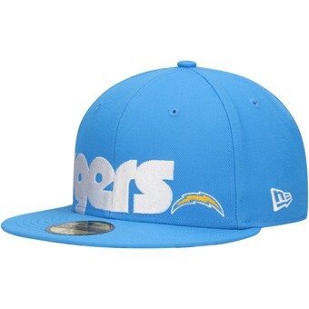 Men's Los Angeles Chargers New Era Powder Blue Checkered Undervisor 59FIFTY Fitted Hat