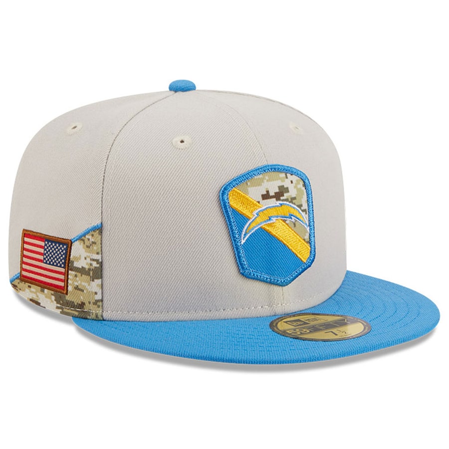 Men's Los Angeles Chargers  New Era Stone/Powder Blue 2023 Salute To Service 59FIFTY Fitted Hat