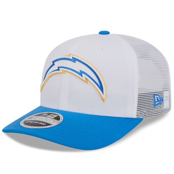 Men's Los Angeles Chargers New Era White/Powder Blue 2024 NFL Training Camp Throwback 9SEVENTY Trucker Hat