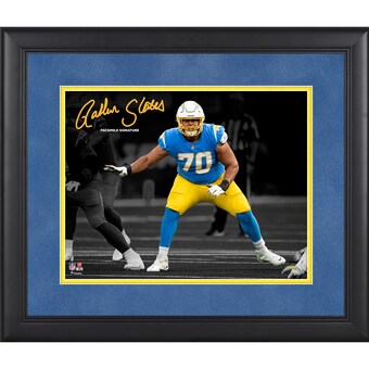 Facsimile Signature Framed Los Angeles Chargers Rashawn Slater Fanatics Authentic 11'' x 14'' Spotlight Photograph