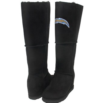 Women's Los Angeles Chargers Cuce Black Suede Knee-High Boots