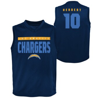 Youth Los Angeles Chargers Justin Herbert Navy Fast Track V-Neck Tank Top