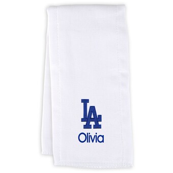 Infant Los Angeles Dodgers White Personalized Burp Cloth