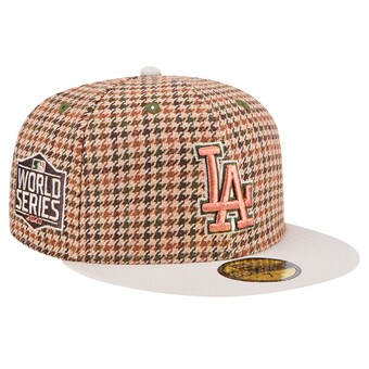 Men's Los Angeles Dodgers New Era Brown Houndstooth 59FIFTY Fitted Hat