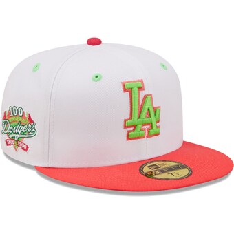 Men's Los Angeles Dodgers New Era White/Coral 100th Anniversary Strawberry Lolli 59FIFTY Fitted Hat