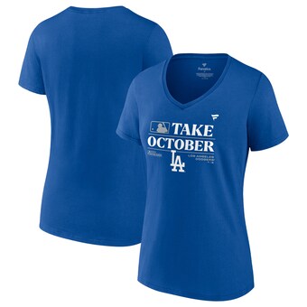  Los Angeles Dodgers Fanatics Women's 2023 Postseason Locker Room V-Neck T-Shirt - Royal