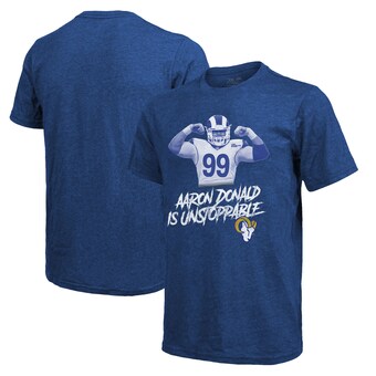 Men's Los Angeles Rams Aaron Donald Majestic Threads Royal Tri-Blend Player Graphic T-Shirt