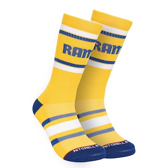 Men's Los Angeles Rams Mitchell & Ness Gold Throwback Team Stripes Crew Socks